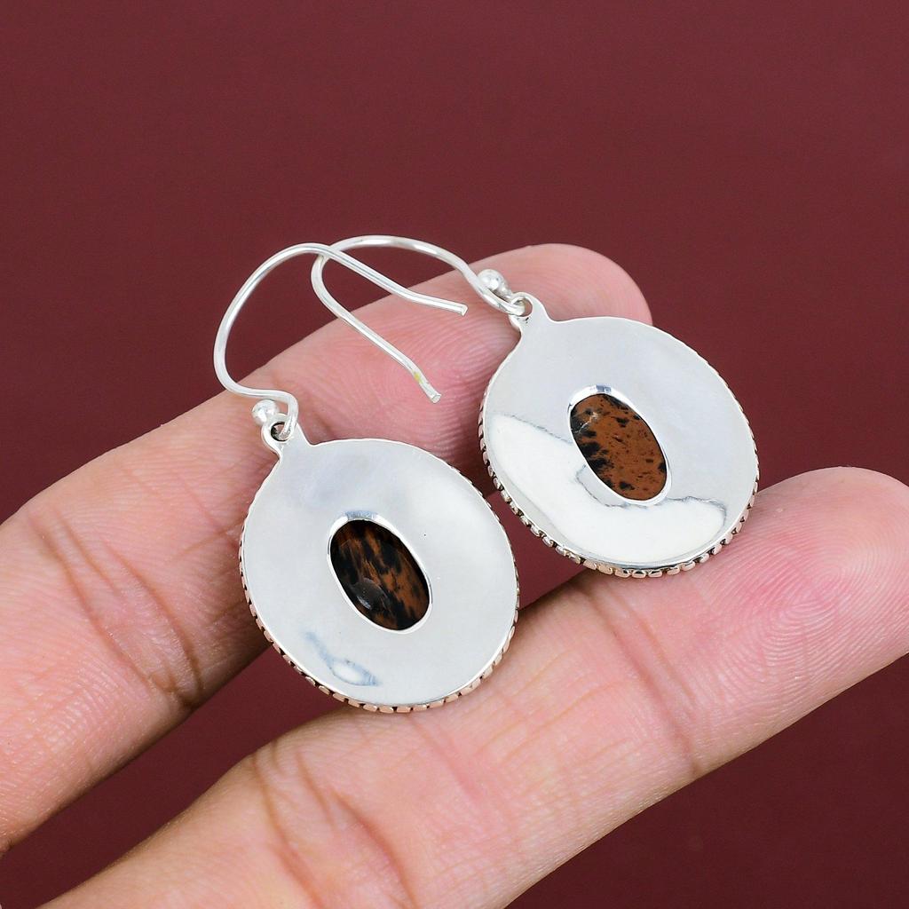 Mahogany Obsidian Earring Unique Vintage Earring Original Gemstone Handmade Earring 925 Sterling Silver Earring Dainty Jewelry Gifts For Her