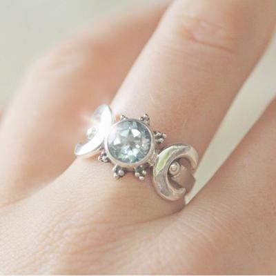 European and American Retro Thai Silver Moonstone Ring Ethnic Style Diamond Set Jewelry Ring
