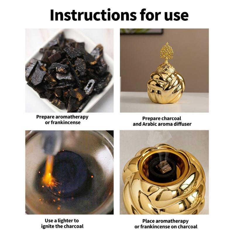 Arabic Ceramic Incenses Burners with Lid Set for Meditations and Home Fragrances Diffuser Eid Ramadans Bakhoors Burners