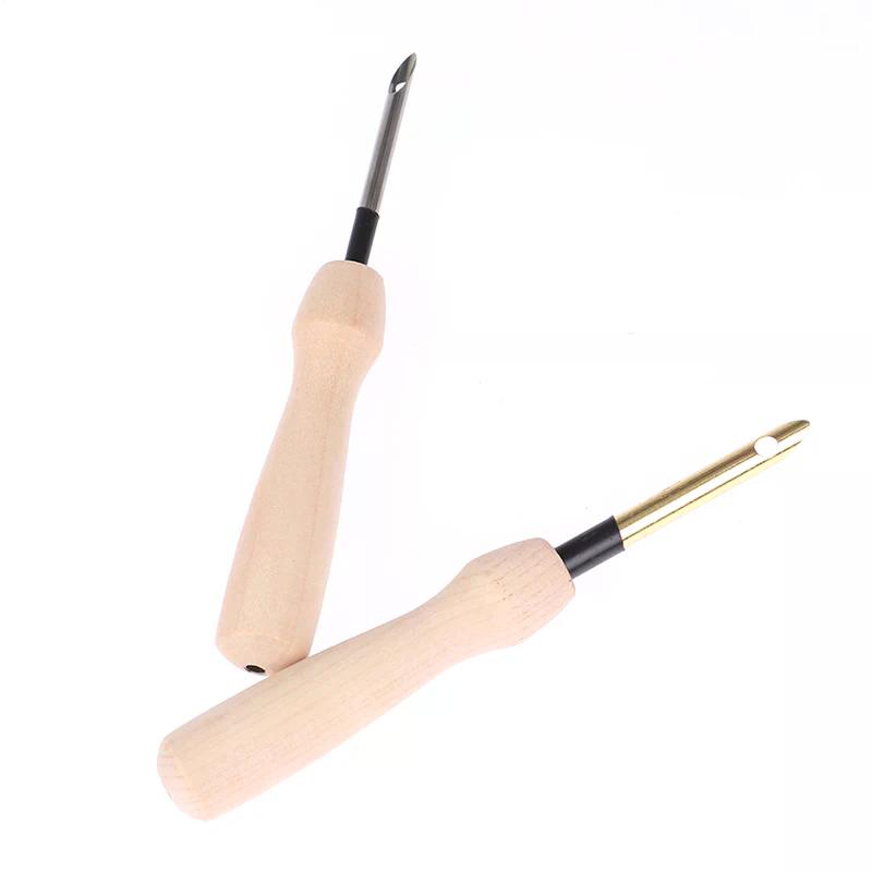 Wooden Handle Knitting Embroidery Pen Weaving Felting Craft Punch Needle Threader DIY Magic Sewing Tool Accessories