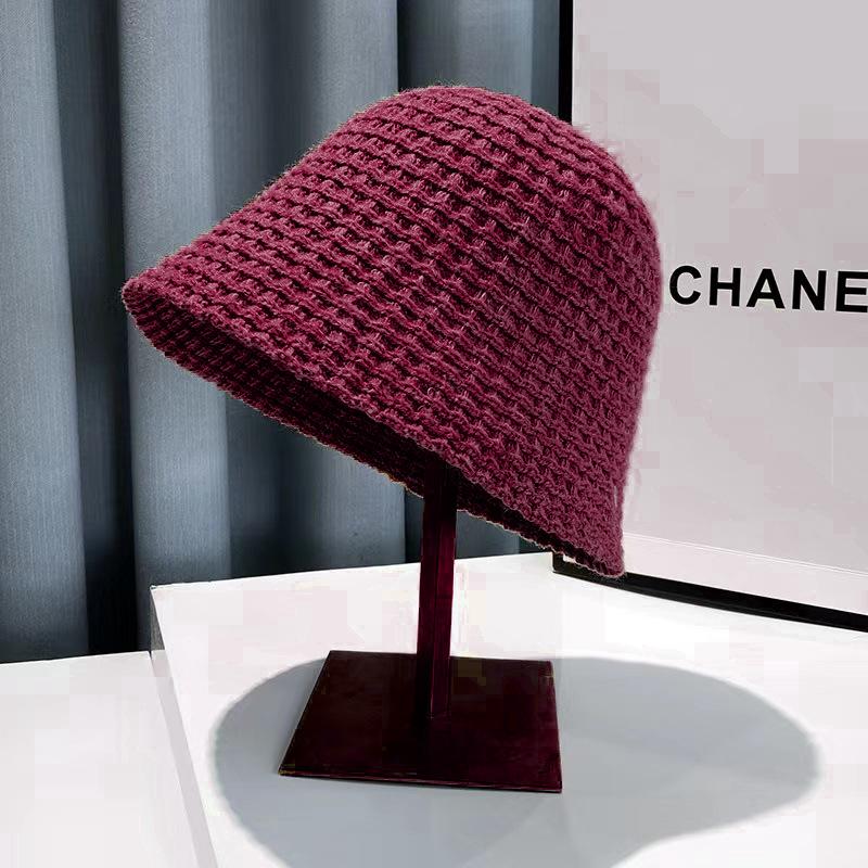 

Японская вязаная шапка рыбака Женская осенне-зимняя шапка Корейская версия Теплая шапка M（56-58cm） розы красного