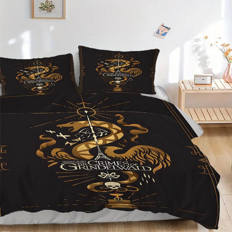 

3pcs Fantastic Beasts Duvet Cover Set (1 Duvet Cover + 2 Pillowcases, No Core) - Comfortable, And Breathable Bedroom Decoration yy251104003 135x200cm