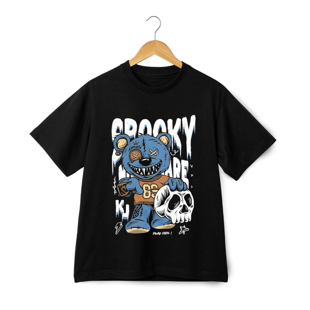 Creepy Bear Graphic T-Shirt Mens Womens Tees Top – Spooky Streetwear Skull Horror Halloween Tee 3XL