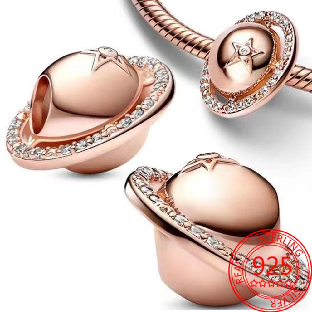 Classic 925 Silver Rose Gold Heart&Ball&Lucky Bead Charm Fit Bracelet DIY Jewelry