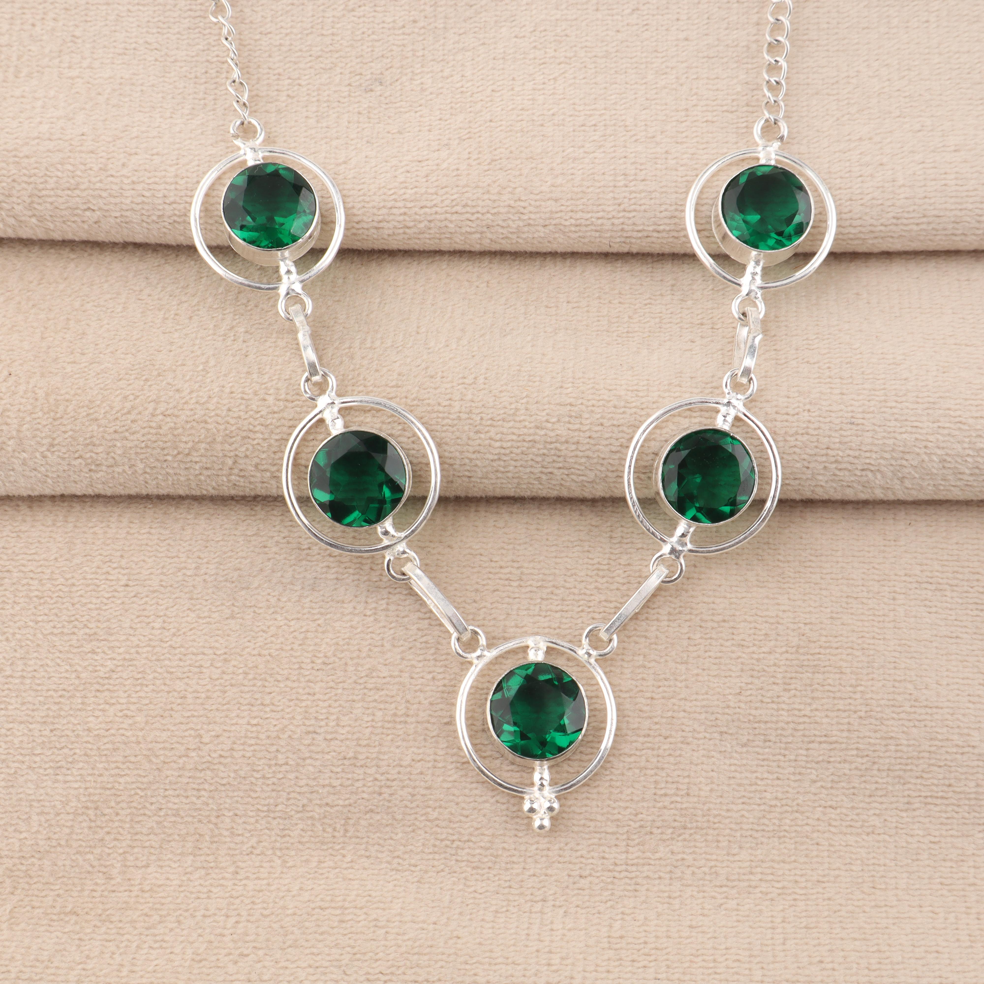 

Chrome Diopside Gemstone Silver Necklace, 925 Sterling Silver Handmade Necklace, Elegant Women Jewelry, Gemstone Necklace RN-2-10