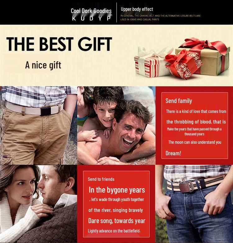 Men's Canvas & Leather Double Ring Stretch Belt