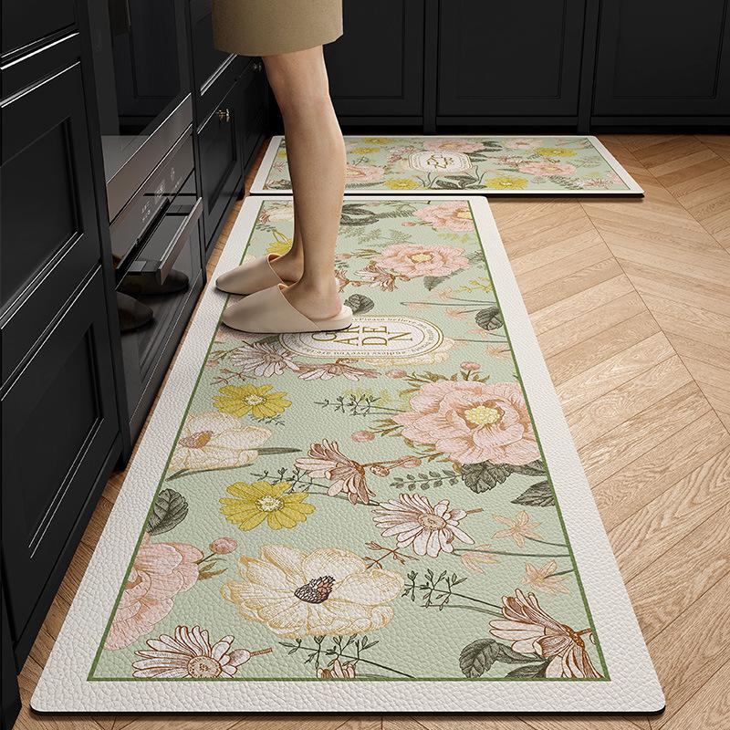 American Kitchen Special Floor Mats for Anti-slip  Oil-resistant Wipeable Carpet Diatom Mud Water-absorbing Mats Waterproof Foot Mats