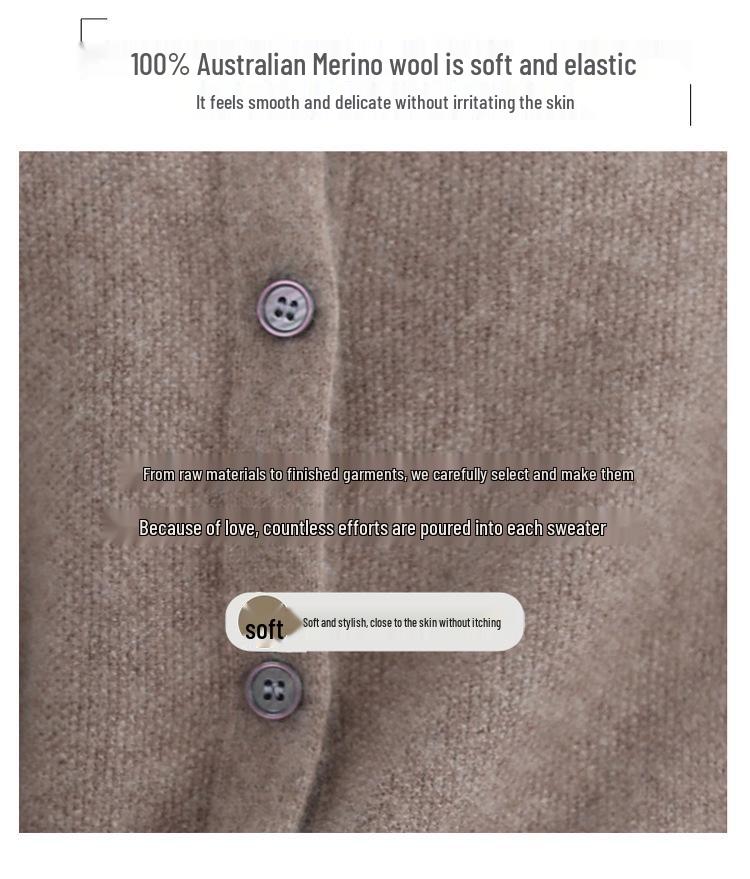 2025 Autumn/Winter Women's Seamless Cashmere Crew Neck Sweater - High-end Pure Wool Knitted Cardigan