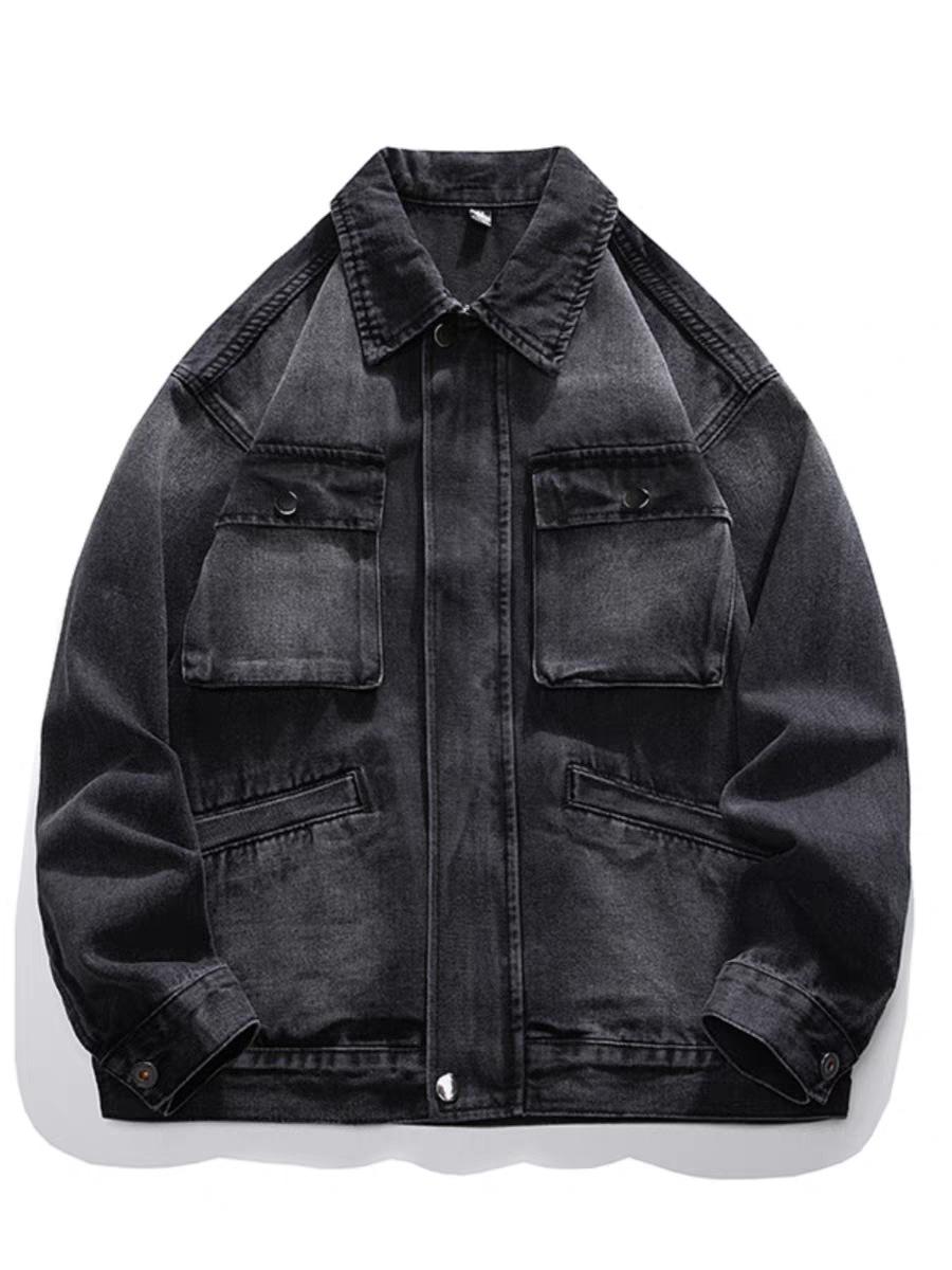 

Винтажная джинсовая куртка мужская ранняя весна американская инструментальная модная куртка с карманами верхняя часть 4XL чёрный