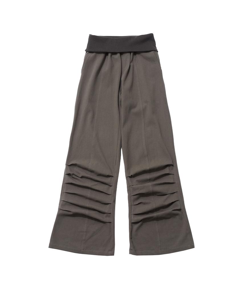 ITZAVIBE Folding Shirring Pants - Khaki Gray