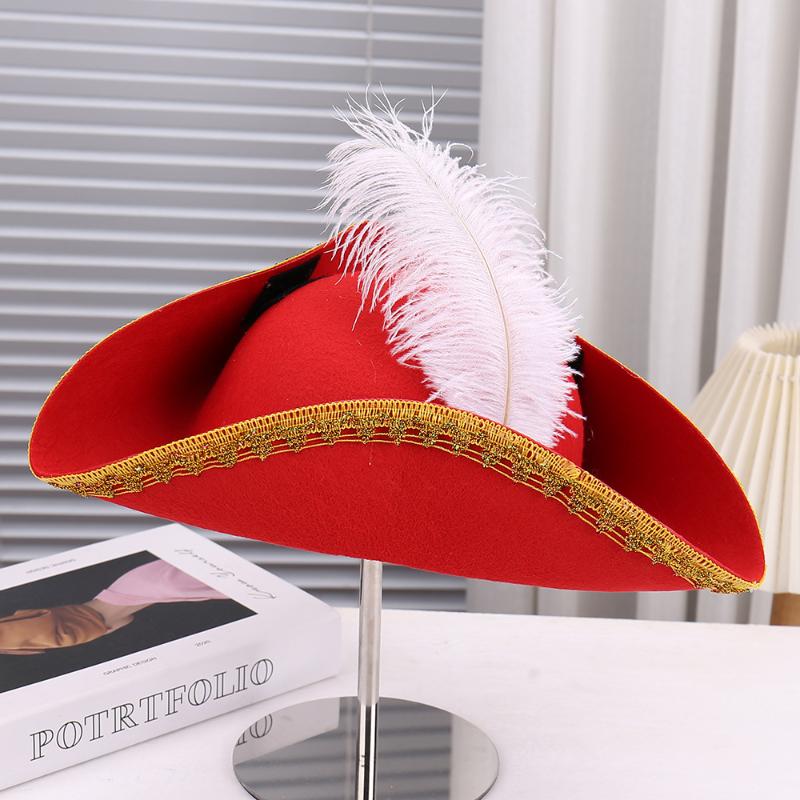 Retro Creative Feathers Pirate Hat Cosplay Pirate Cap Captain Hats Halloween Carnival Party Costume Props Holiday Gifts