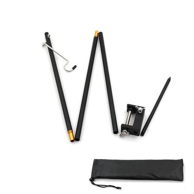 Outdoor Faltbarer Lichtmast Aluminiumlegierung Camping Beleuchtung Lampenständer mit Tischbefestigung Schwarz