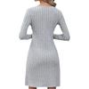 Women's Autumn/winter Button Waist Long Sleeve Sweater Dress
