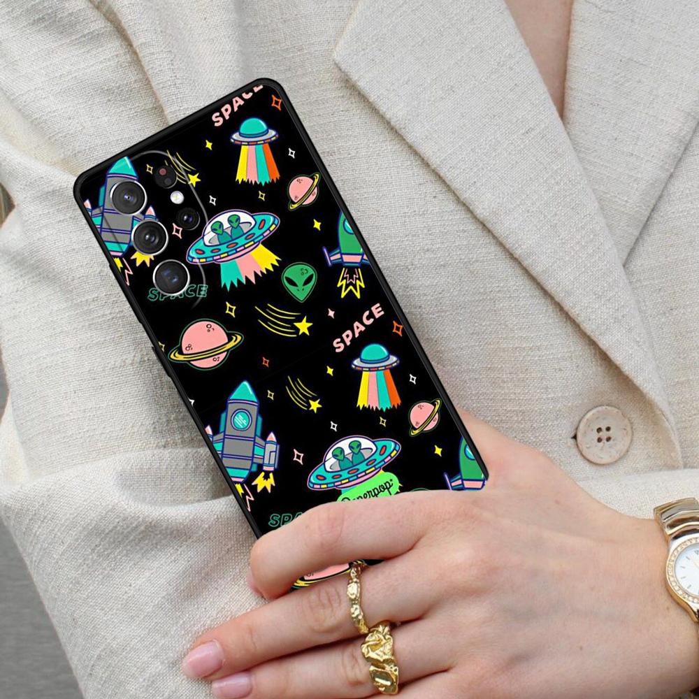 Aesthetics Cartoon Alien Space Funda Cell Phone Case for Samsung Galaxy S26 Ultra S25 S24 S23 S22 S21 S20 Note10 Cover