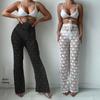 2024 Women's Beach High Waist Bikini Cover-up Hollow-out Pants