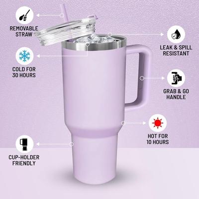 40 oz sklenice s rukojetí a brčkem | Izolovaný opakovaně použitelný nerezový držák na láhev na vodu na cestovní hrnek Použití