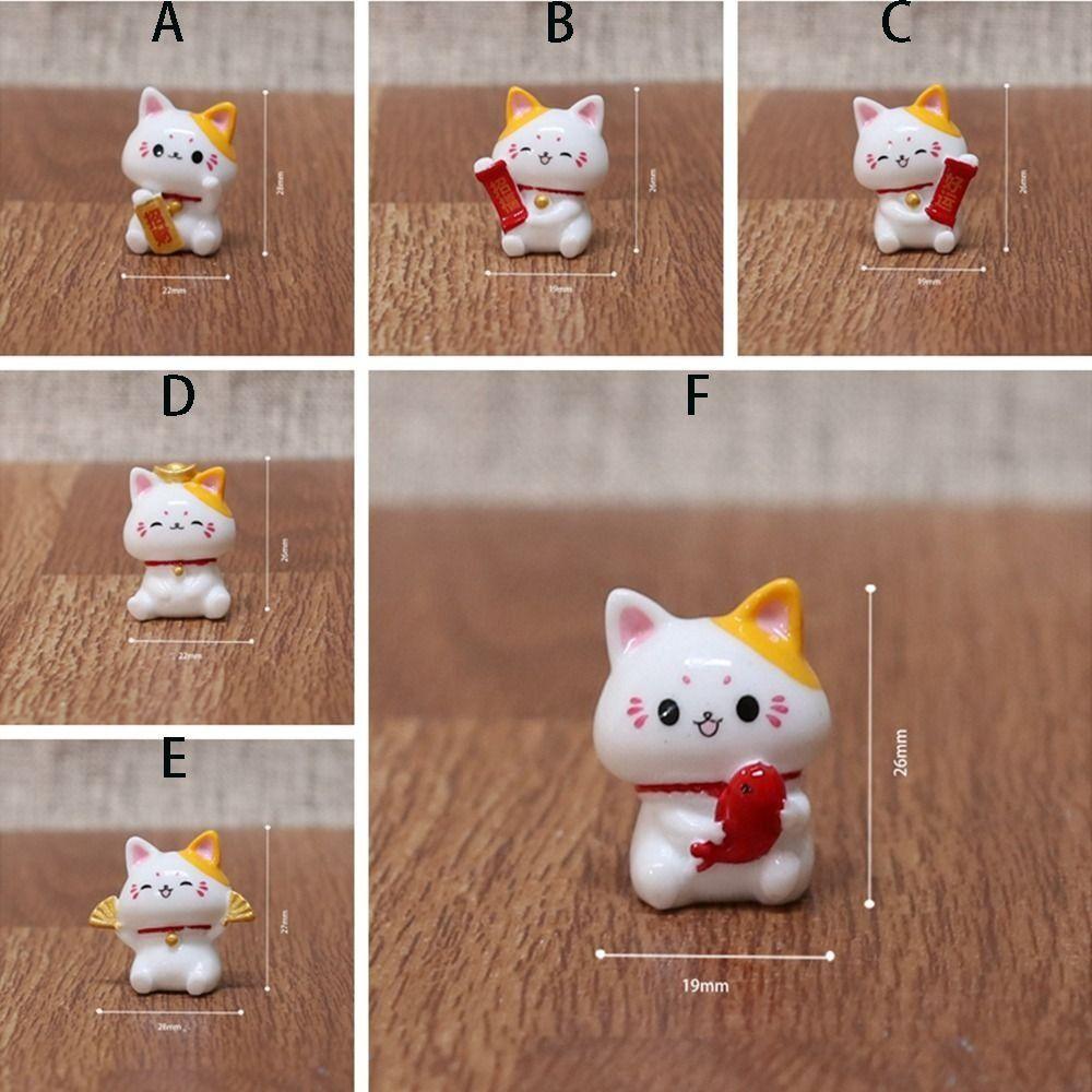Mini Lucky Cat Car Ornaments Cute Simple Fortune Cat Figurines Realistic Lovely Cat Micro Landscape Ornament Automotive Interior