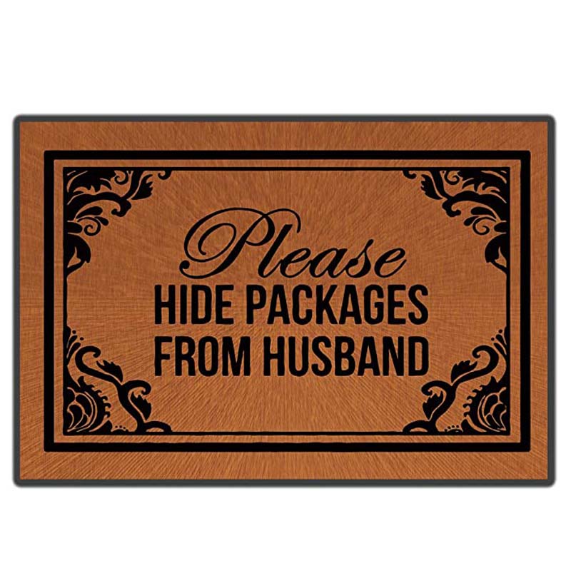 

Welcome Mat with Flannel Back Welcome Please Hide Packages from My Husband Funny Doormat for Entrance Way Monogram Mats for Fron