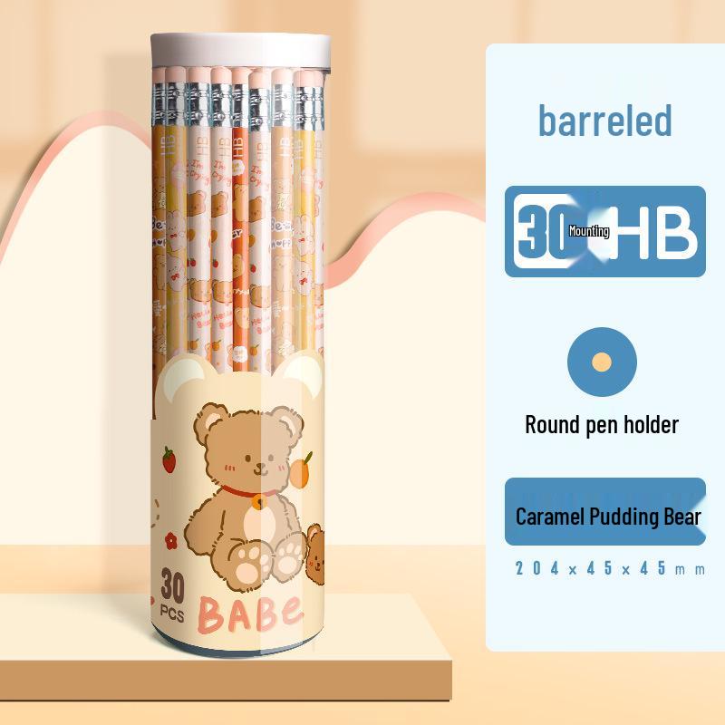 Kaba Bear Trojhranné dřevěné tužky pro děti – Kreslený design pro správný úchop pro žáky základních škol