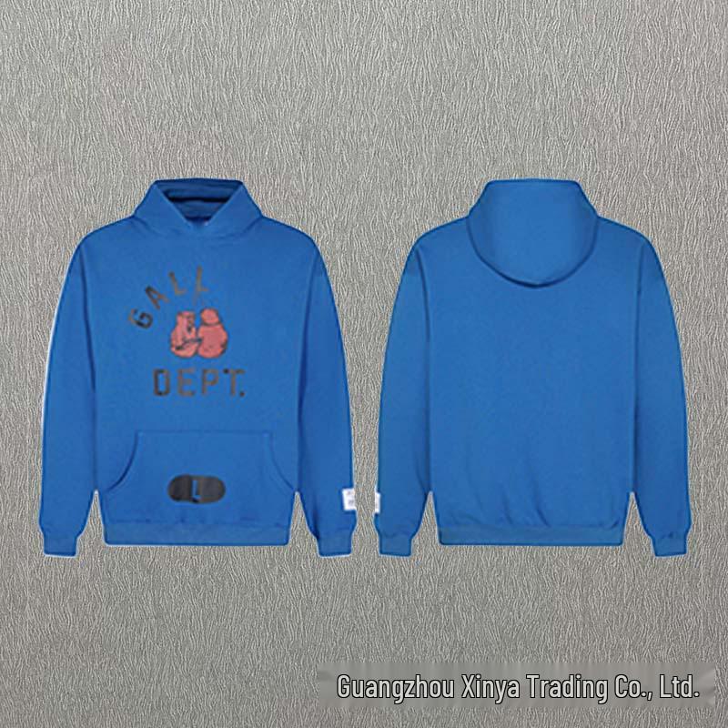 GALLERY DEPT Bluza Unisex z Kapturem Bawełniana z Plamami Farby Graffiti - Jesienna Luźna