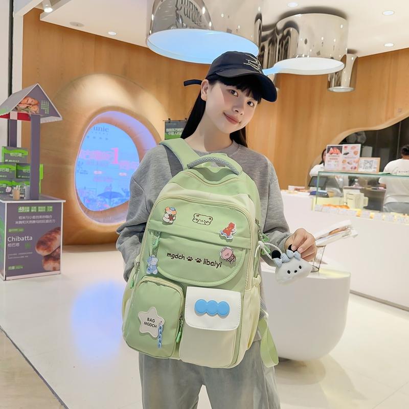 Sac à dos pour femmes Colorblock Sac d'école Grande capacité Sac à dos collège