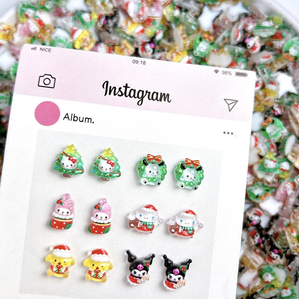 New Christmas Nail Art Accessories Resin Sanrio Cute Cartoon Christmas Tree DIY Nail Decorations