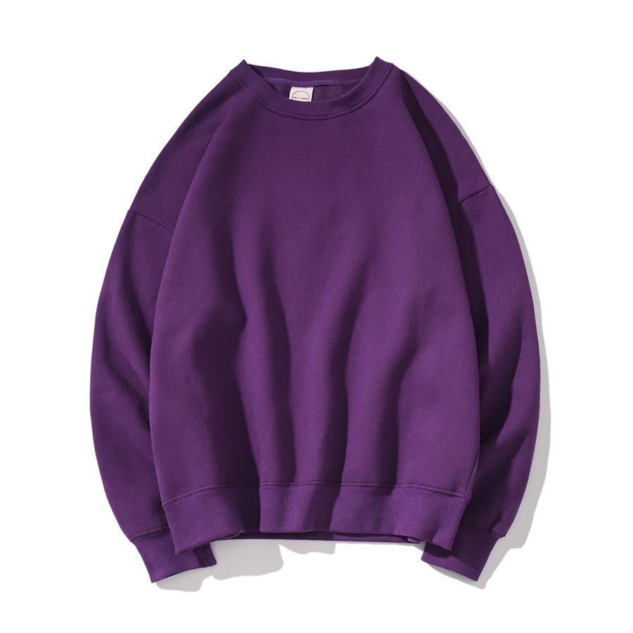 Men's High-Quality Autumn/Winter Korean Trend Solid Color BF Style Loose Round Neck Hoodie