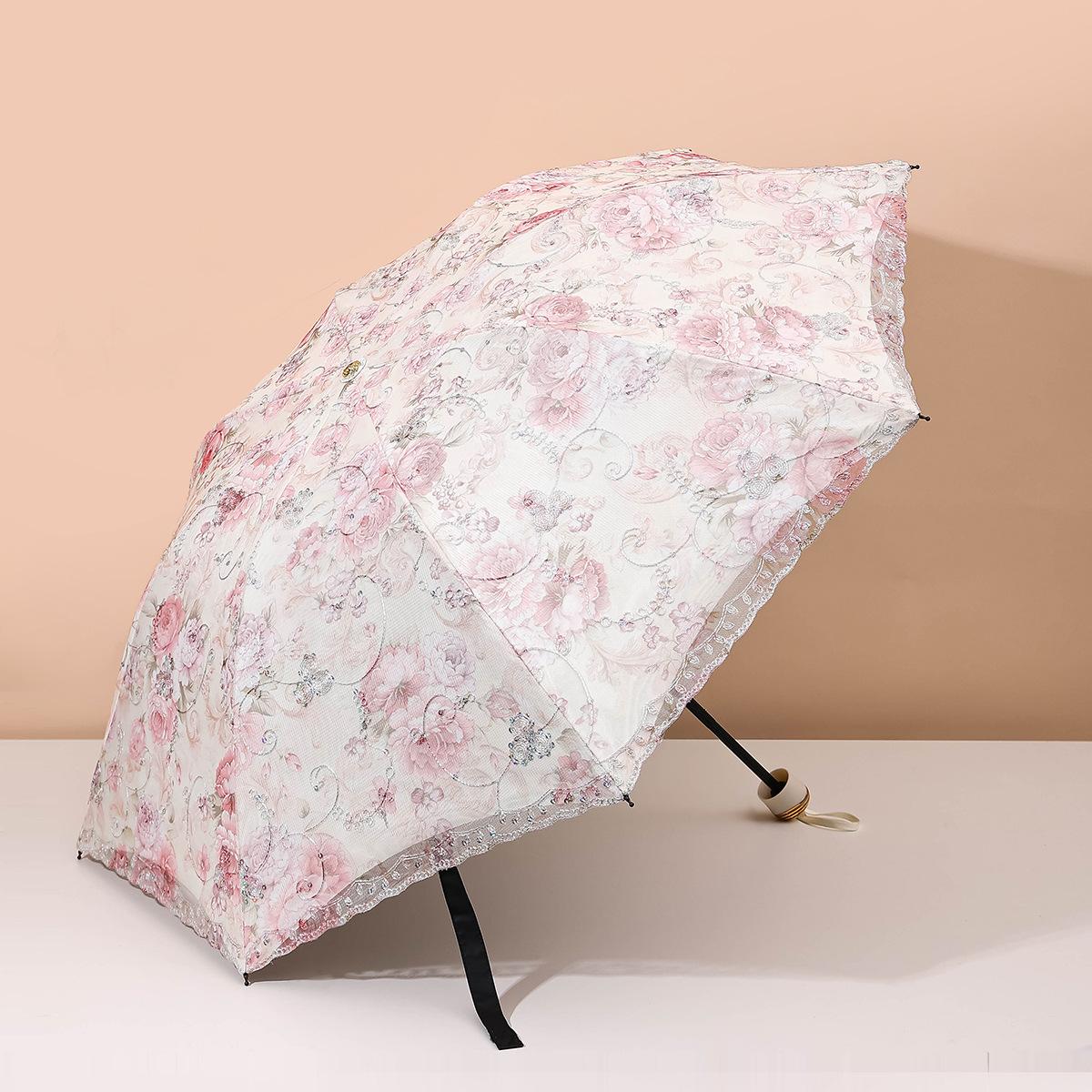 

Виниловый солнцезащитный зонт с двойной вышивкой и блестками, кружево, солнцезащитный крем Muse, защита от ультрафиолета, UPF50 +