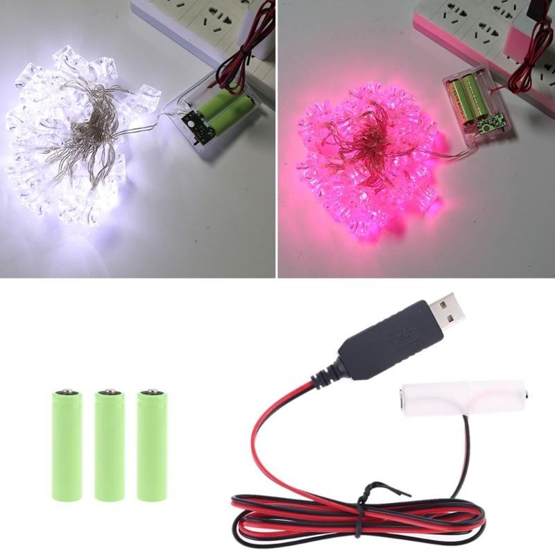 AA Battery Eliminator Cable with Type-C Converter USB or Type-C Input 5V2A  AA Dummy-Battery Output 1.5V/3V/4.5V/6V