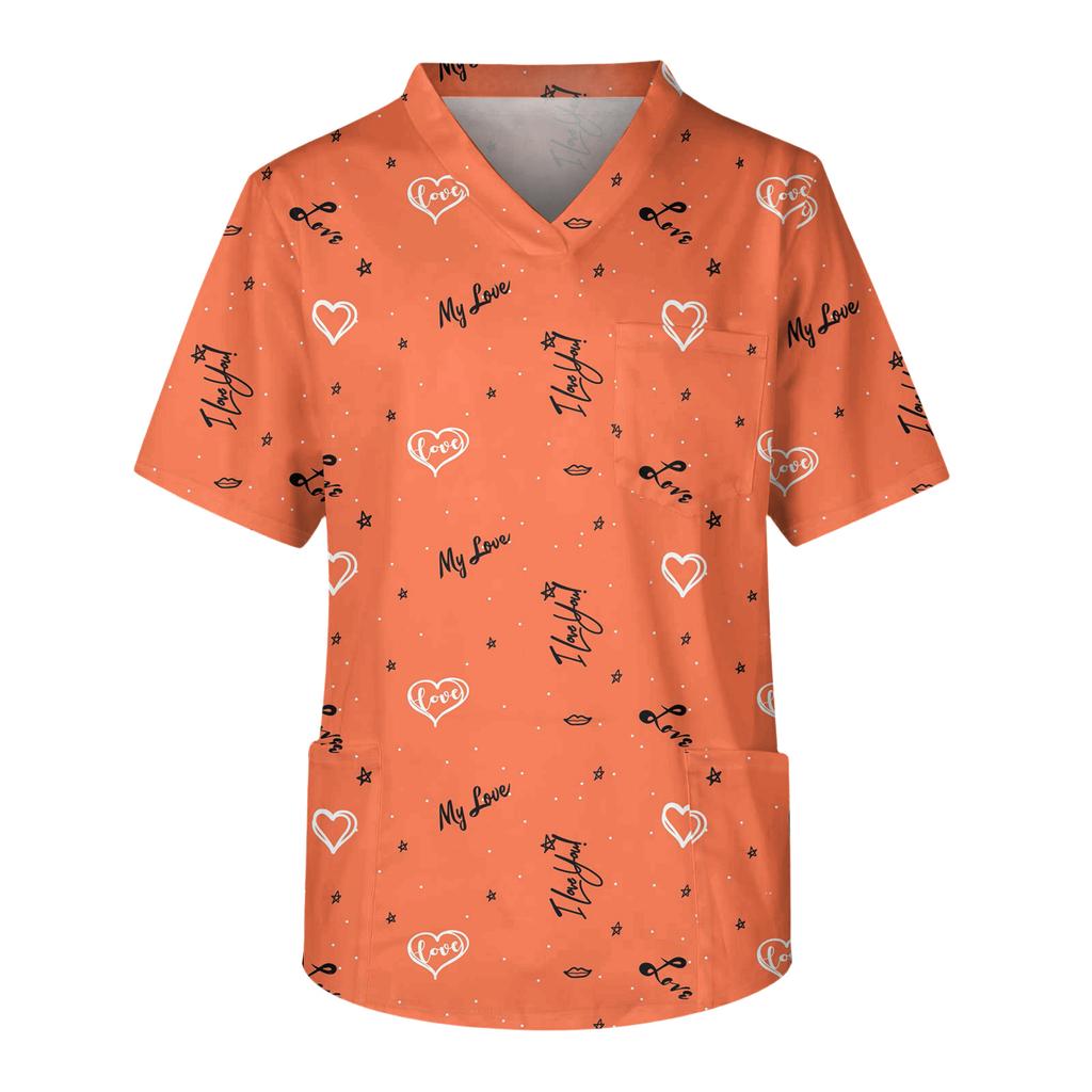 Men's Casual Short,Sleeved V,Neck Printed Front Pocket Top