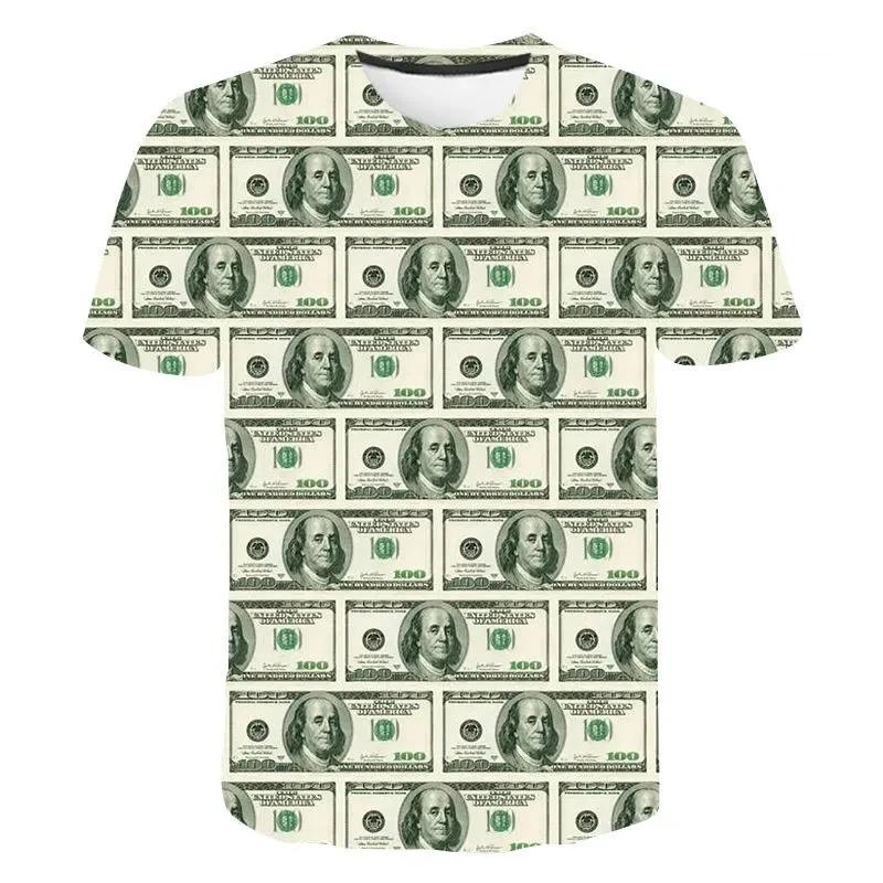 

Летние футболки с принтом в виде бумажных денег, забавные и популярные, с круглым вырезом, больших размеров, удобные, с коротким рукавом, мужские 6XL