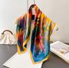 Sunflower Oil Painting Silk Scarf Versatile High-end Printing Simulation Silk Square Scarf Shawl Neck Small Square Scarf Headscarf Scarf