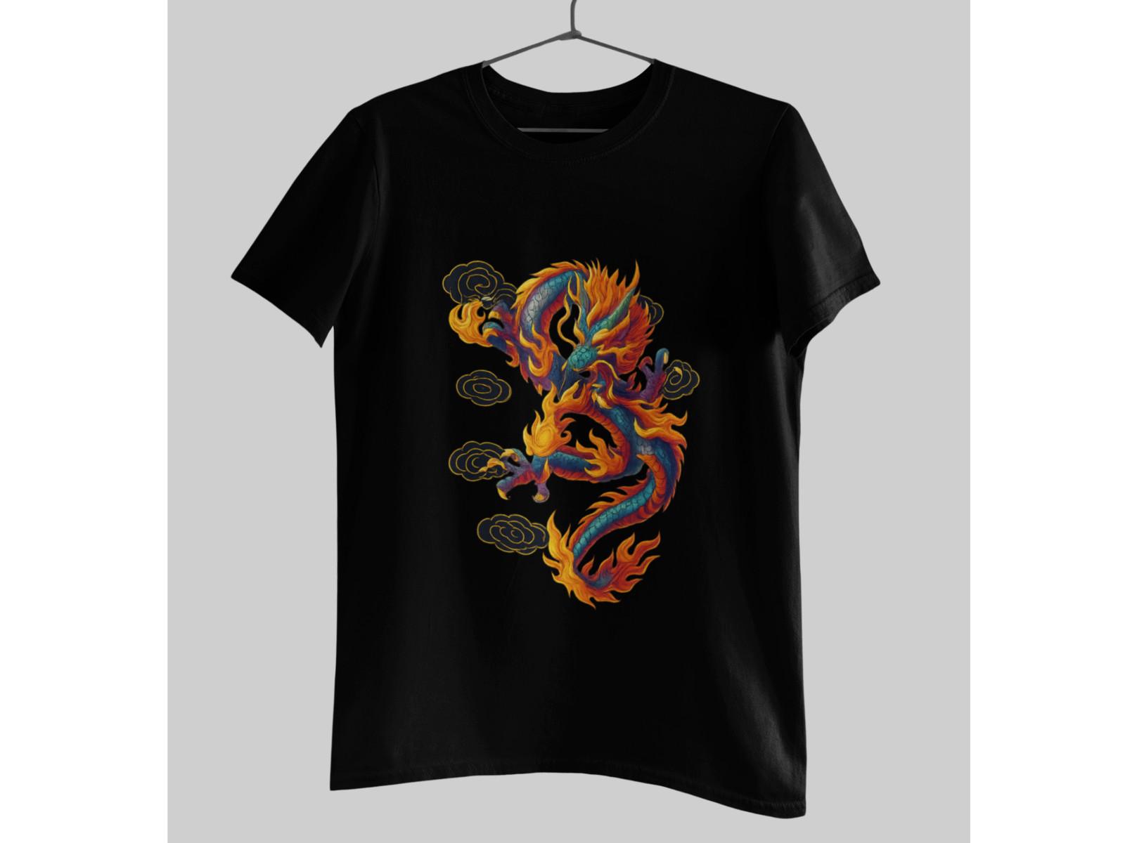 Traditional Chinese Yellow Dragon T-Shirt Flying Lizard Mythical Animal Art 3XL