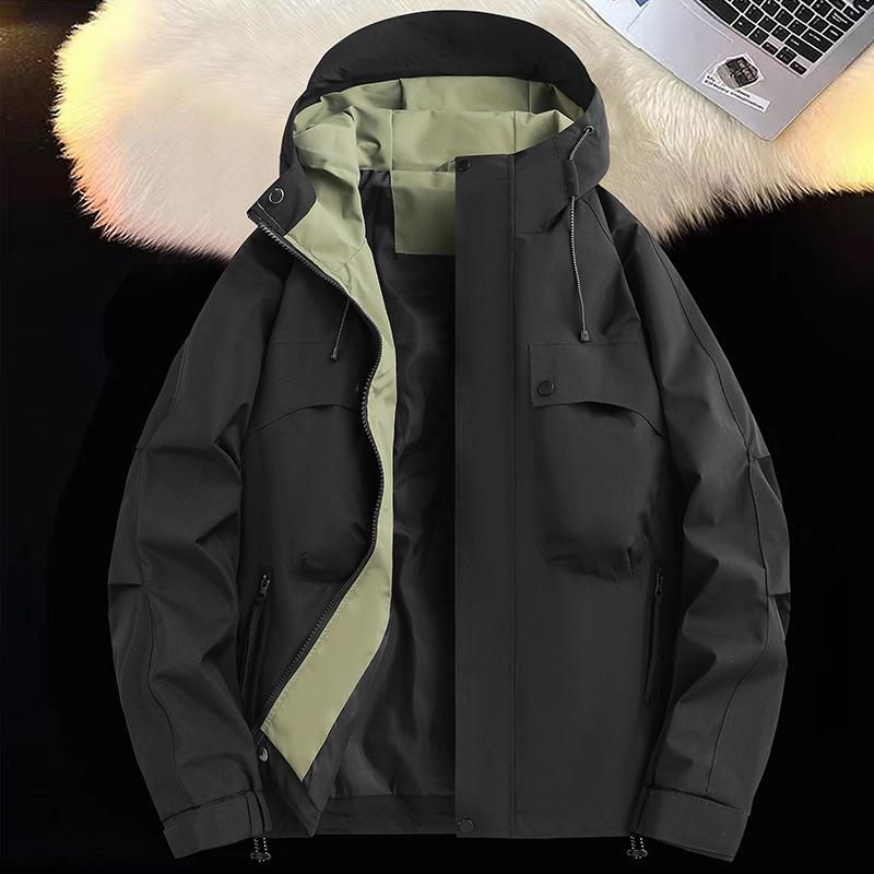 Spring and Autumn Jackets Men's and Women's New Windproof and Waterproof Tooling Jacket Multi-pocket Hooded Jacket Simple