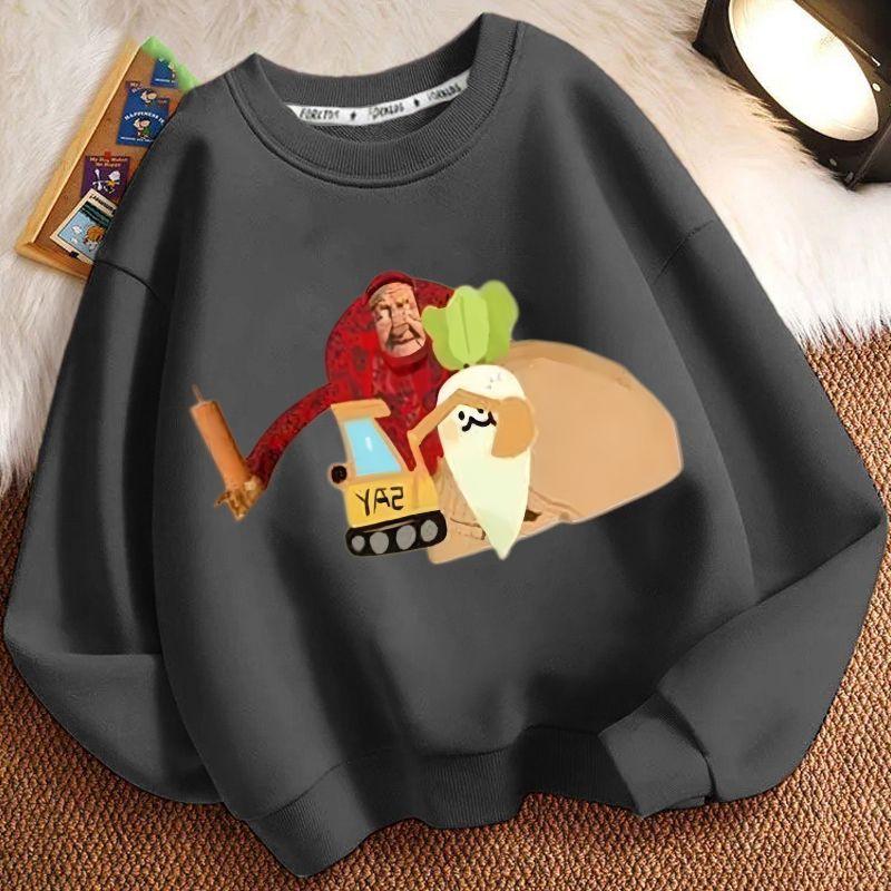 Children's Fashion John's Farm Hoodies for Autumn and Winter, Casual Round-neck Hoodies for Boys and Girls