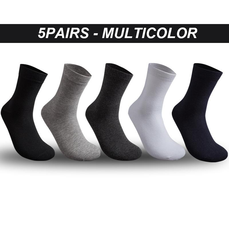 High Quality 5 Pairs Men's Cotton Socks New Style Black Business Men Sock Soft Breathable Male Plus Size 38-48