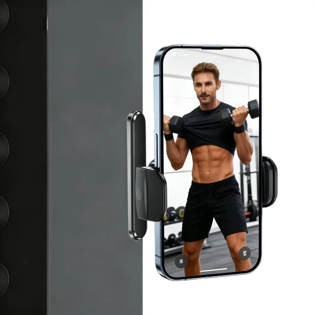 

All Metal Magnetic Gym Phone Holder, Universal Magnet Mount for Tractor, Fridge & Any Ferrous Metal Surface чорний