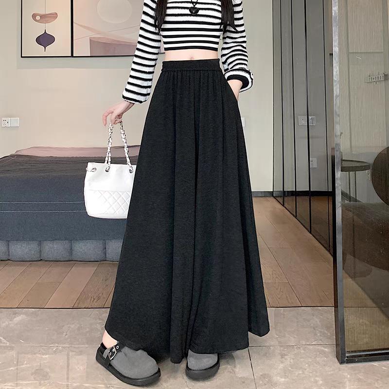 Women's Autumn Winter Clothes High Waist Wide Leg Pants Knit Long Dresss Skirts Pants For Women Trousers Streetwear