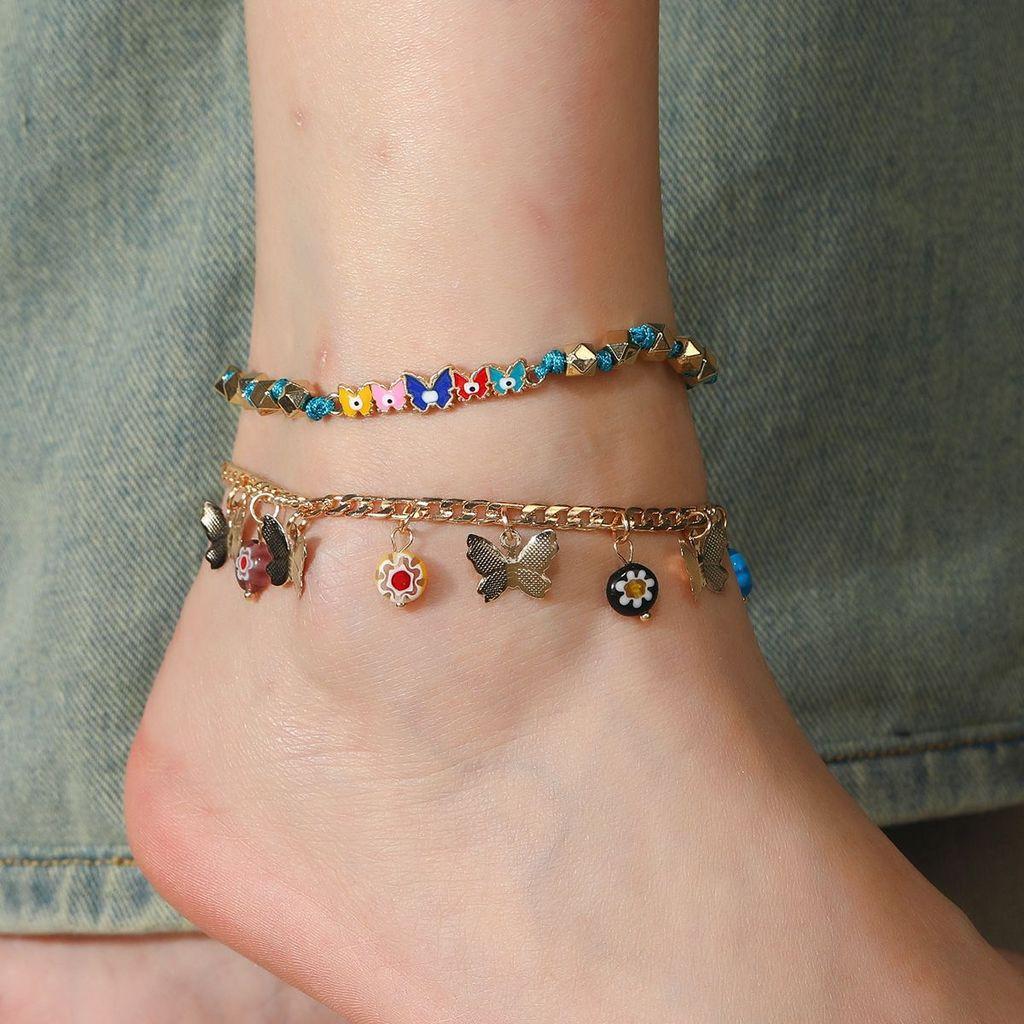Alloy Fashion Women Foot Chain Accessories Set With Colorful Elements Floral