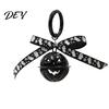Pumpkin Bell Keychain with Bow Halloween Keychain, Hollow Head Key Ring Ribbon Bow, Backpacks Charm for Holiday Party Decoration Creepy