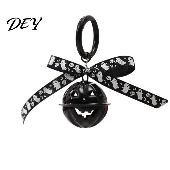 Pumpkin Bell Keychain with Bow Halloween Keychain, Hollow Head Key Ring Ribbon Bow, Backpacks Charm for Holiday Party Decoration Creepy