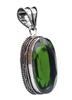 Peridot Hydro Gemstone Antique Silver Plated Pendant 2" J 2040