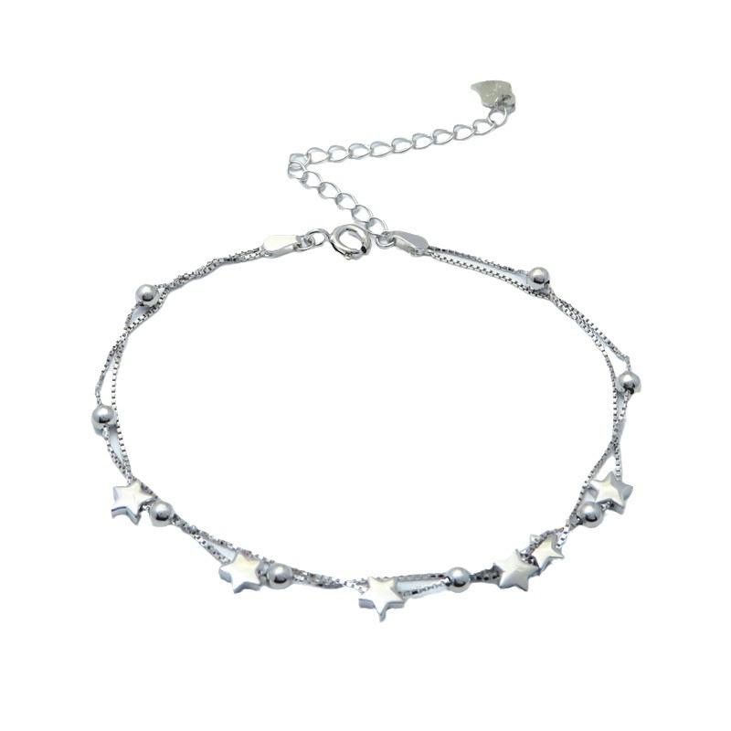 Star Bracelet Exquisite Simple Sterling Silver Five-Pointed Star Double Bracelet Women'S Premium Jewelry