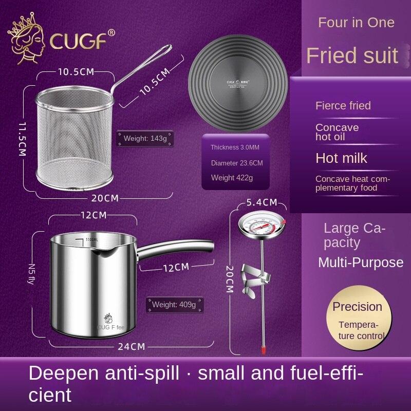 CUGF New Household Small Mini Oil-saving Stainless Steel Large Capacity Multifunctional Small Fryer
