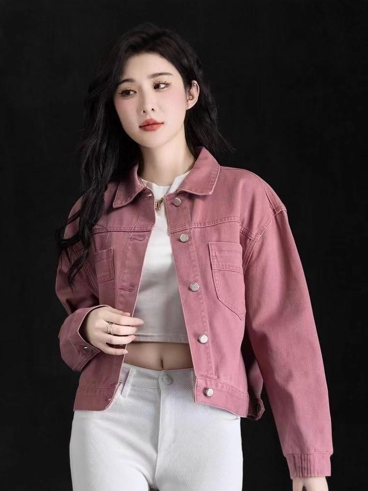 Spring 2025 Retro Hong Kong Style Women's Washed Vintage Denim Jacket