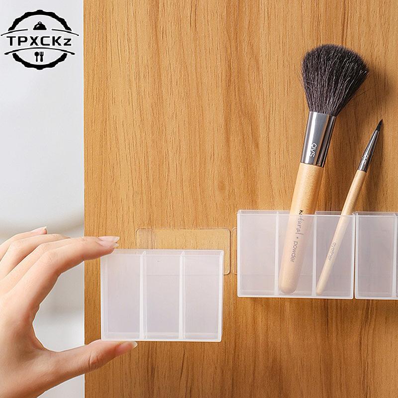 Mini-Aufbewahrungsbox 4 Stück 3 Fächer Kunststoff Make-up-Pinsel Lippenstift-Aufbewahrung Multifunktionaler Schreibtisch-Organizer Für Zuhause Küche Badezimmer
