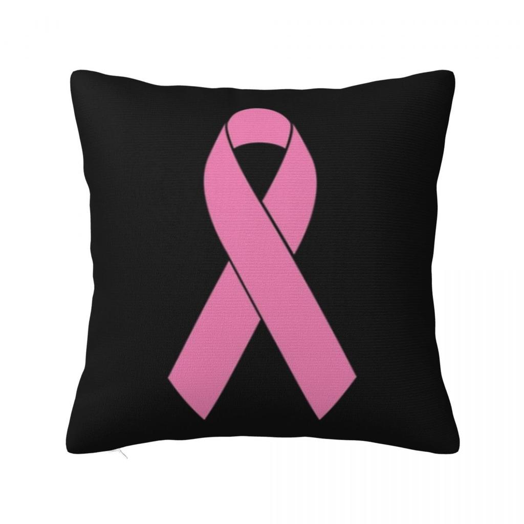 Breast Cancer Awareness Ribbon Pillow Case Cushion Covers Fashion Zipper Decor Pillowcase for Car 4040cm
