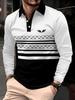 Stylish long-sleeve striped polo shirt, casual and versatile for daily wear.