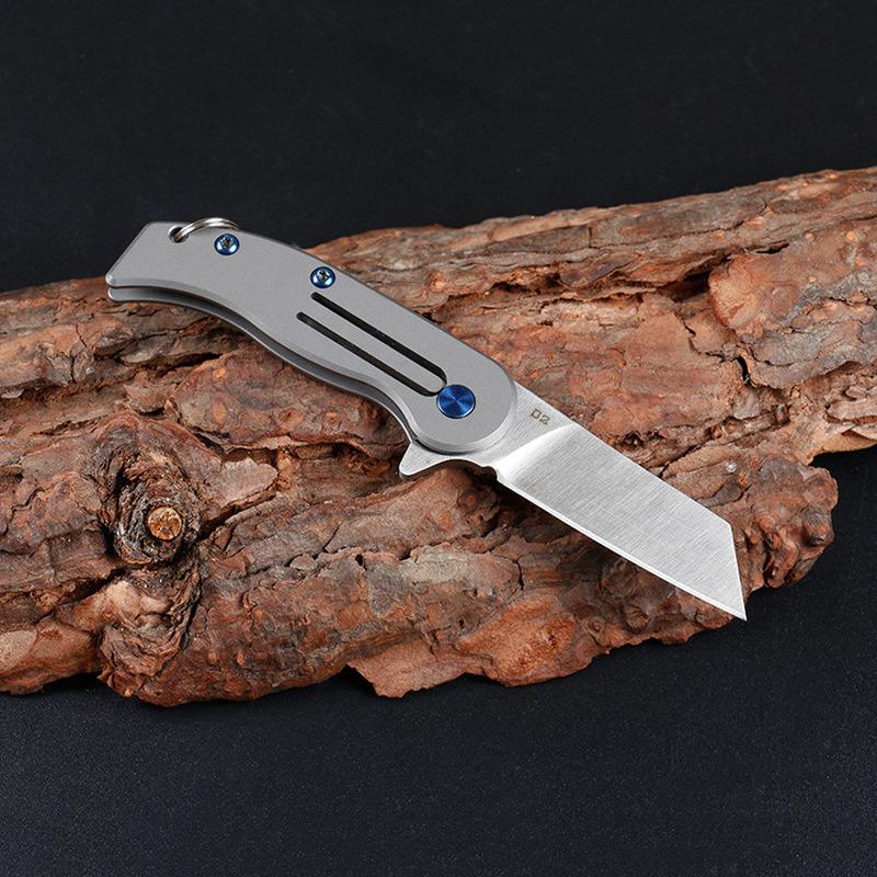 Damascus Steel Titanium Handle Keychain Mini EDC Portable Folding Pocket Knife Camping Survival