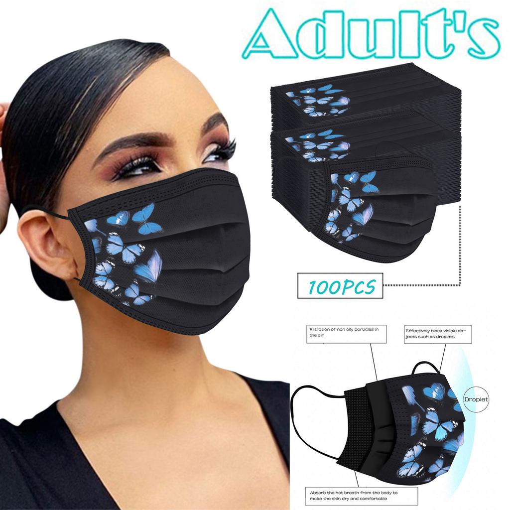 Adult Women Mask Disposable Face Mask Industrial 3Ply Ear Loop 100PC